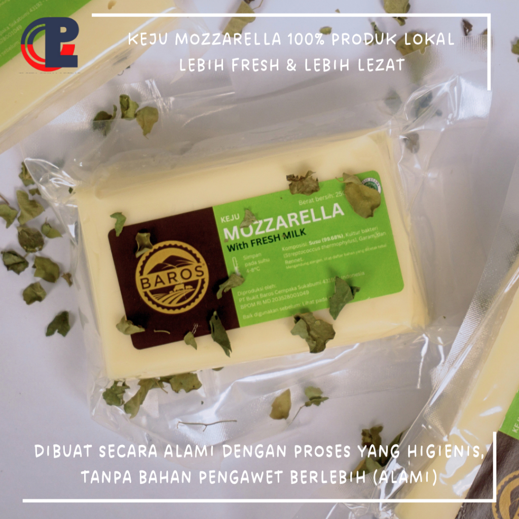 Jual Keju Lokal Mozzarella Baros (Original, Orange, Black) 250gr Keju