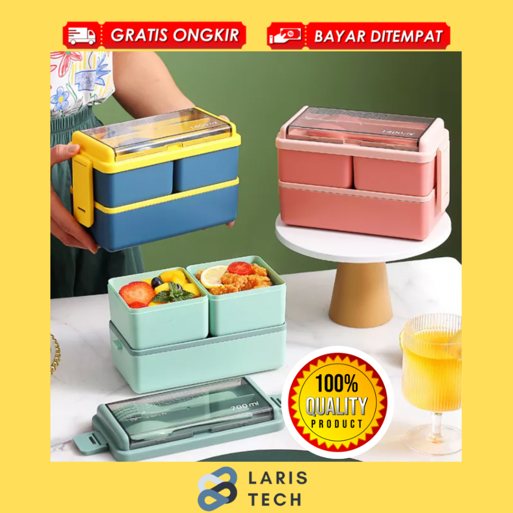 Jual Lunch Box Set Double layers Plastic Biodegradable Bento Rice Husk ...
