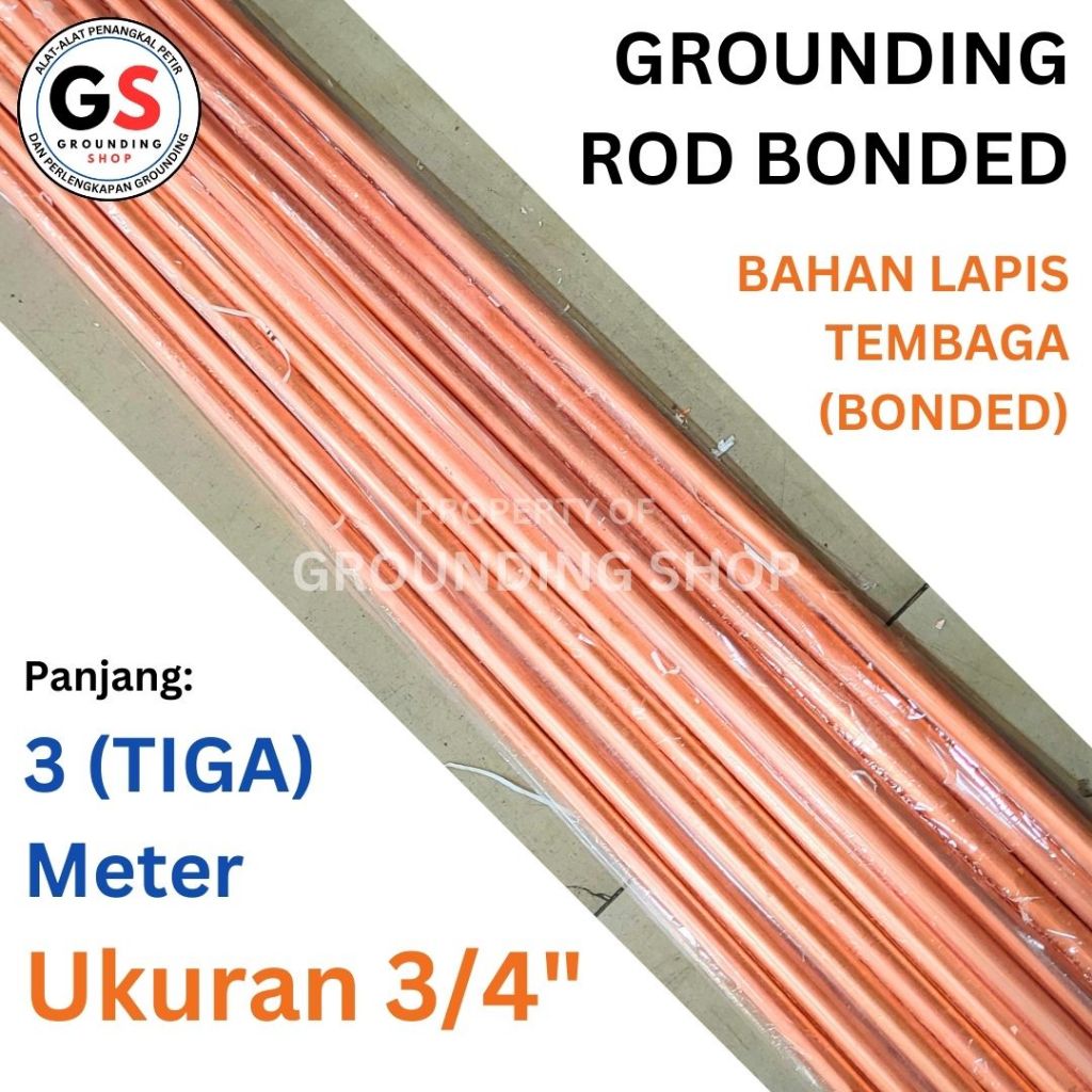 Jual Rod Bonded 3/4 x 3 Meter Bahan Lapis Tembaga / Stik Rod Grounding ...