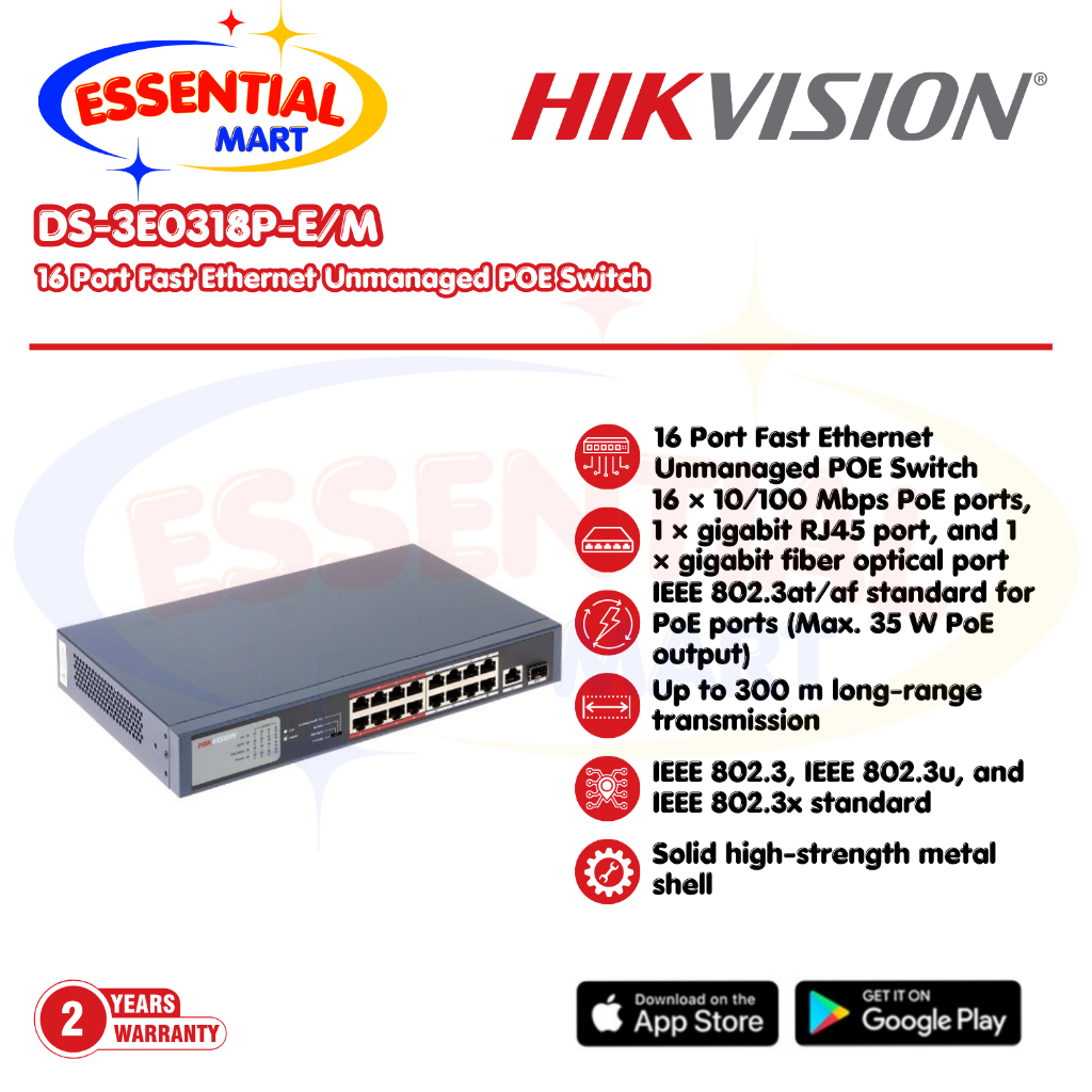 Jual Switch POE Hikvision DS-3E0318P-E/M 16 Port+2 Uplink (1 Gigabit ...