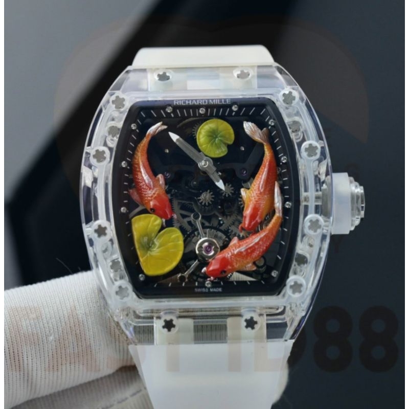 Jual JAM TANGAN RM 10 HAND WINDING TOURBILLON SKELETON DIAL 44MM ...