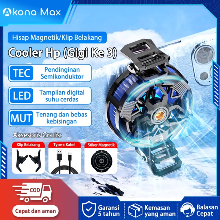 AKona Fan Cooler HP Gaming Kipas Pendingin HP Cooling Pad Bisu Lampu Rgb Tampila