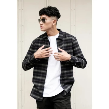 OXCON Kemeja Flannel Cotton Tangan Panjang Veterano Shadow Deep Purple