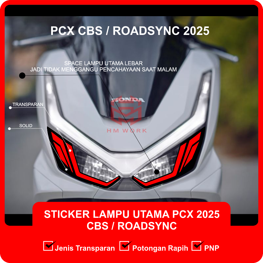 Jual STICKER LAMPU UTAMA HONDA PCX CBS / ROADSYNC 2025 | Shopee Indonesia