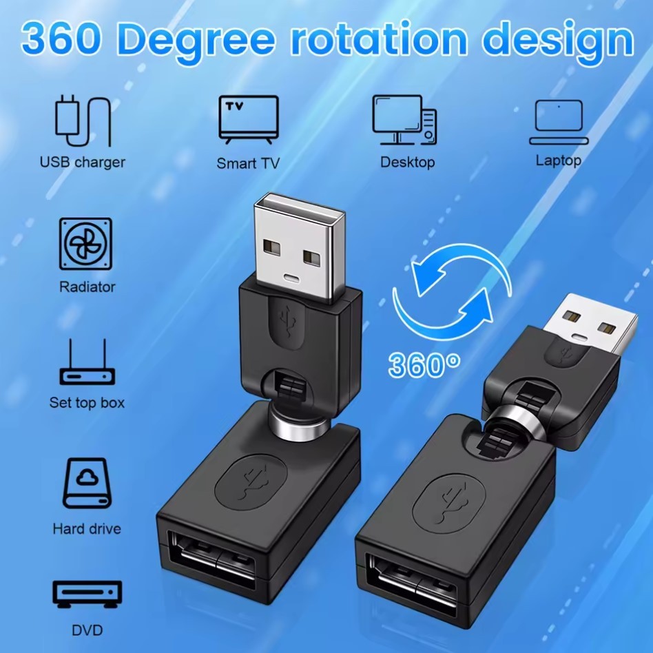 Jual USB 2.0 Male To USB Female 360 Degree Rotation Angle Extension ...