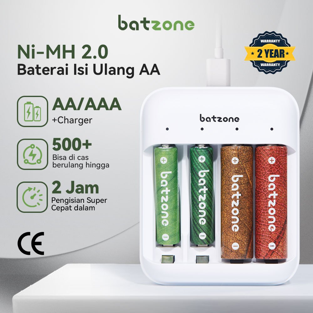 Jual Baterai Isi Ulang AA/AAA Ni-MH 1.2V 2500mAh 4 Pcs - Tahan Lama ...