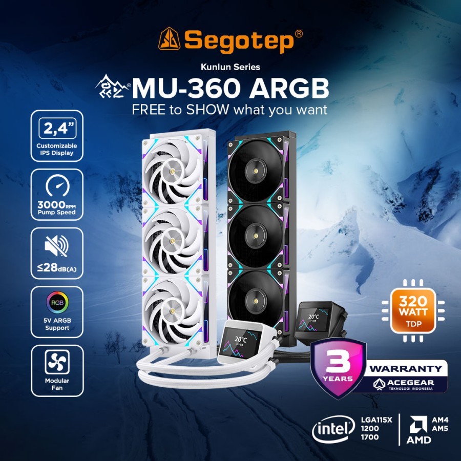 Jual AIO Segotep MU-360 MU360 ARGB 360MM with Costumizable LCD Display ...