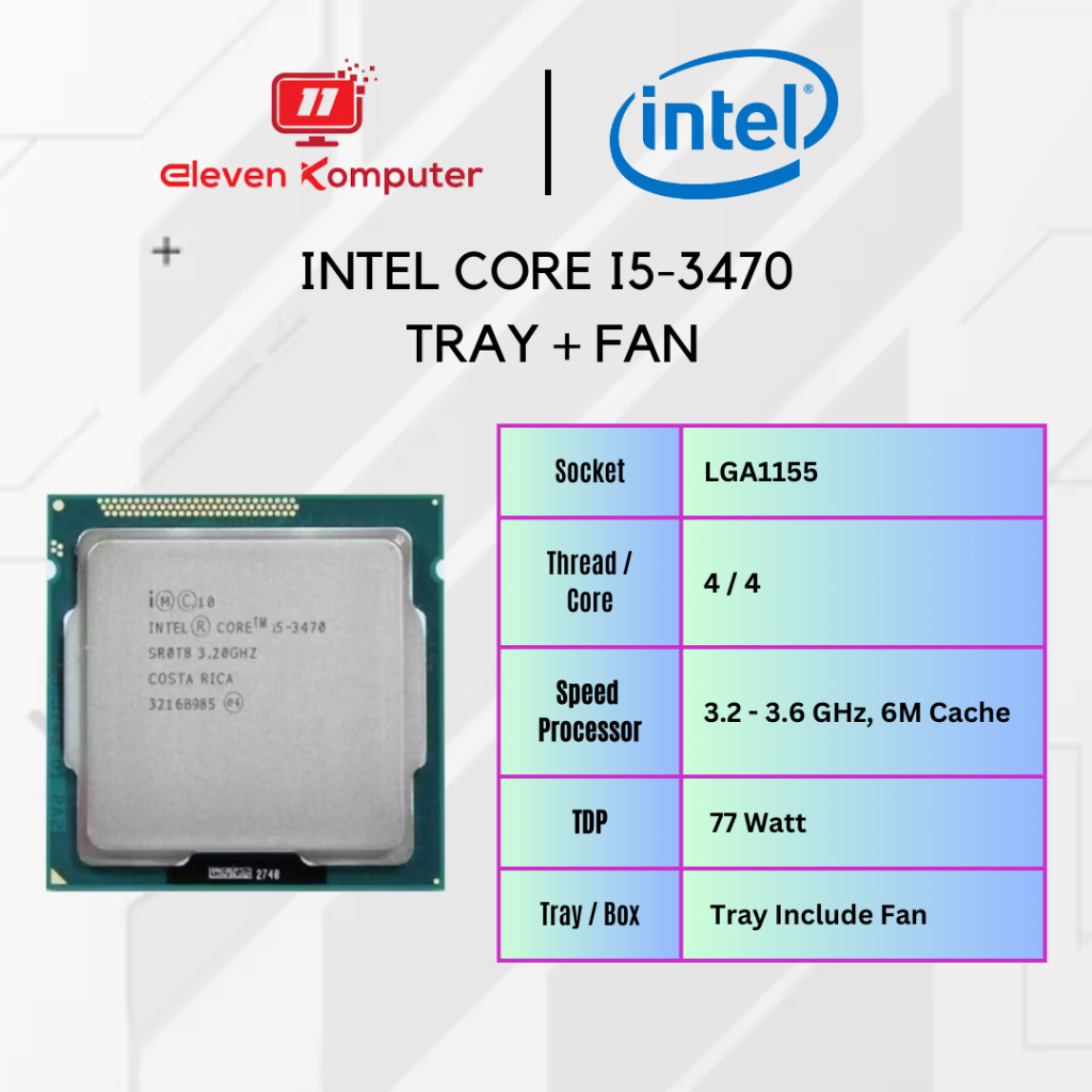 Processeur Intel Core I5-3470 3,20 GHz Quad Core – Socket LGA 1155 – Occasion En Bon état