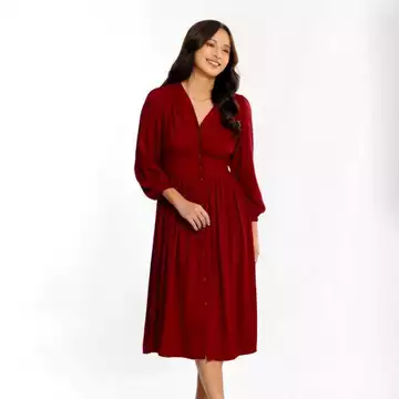 Jollie Dress Full Kancing Long Sleeves Casual Dress