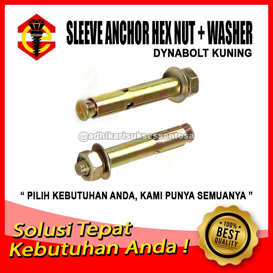 Jual Dynabolt M12x75 / Dinabolt M12 / Anchor Bolt Kode 5030 Kuning (7,5 ...