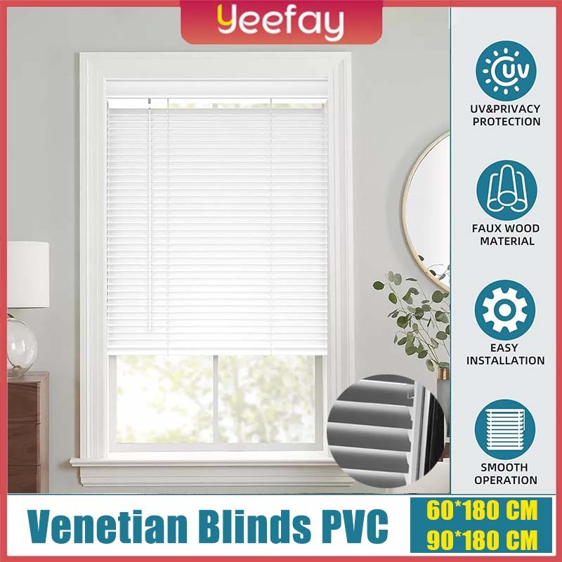 Venetian Blinds 90x180 CM/60x180 CM/120x220 CM PVC/Aluminium Tirai Gulung Gorden Lipat Jendela 25 mm Tirai Penutup Kerai Hordeng Roller Blind Penghalau Cahaya Aksesoris Putih/Hitam CXW