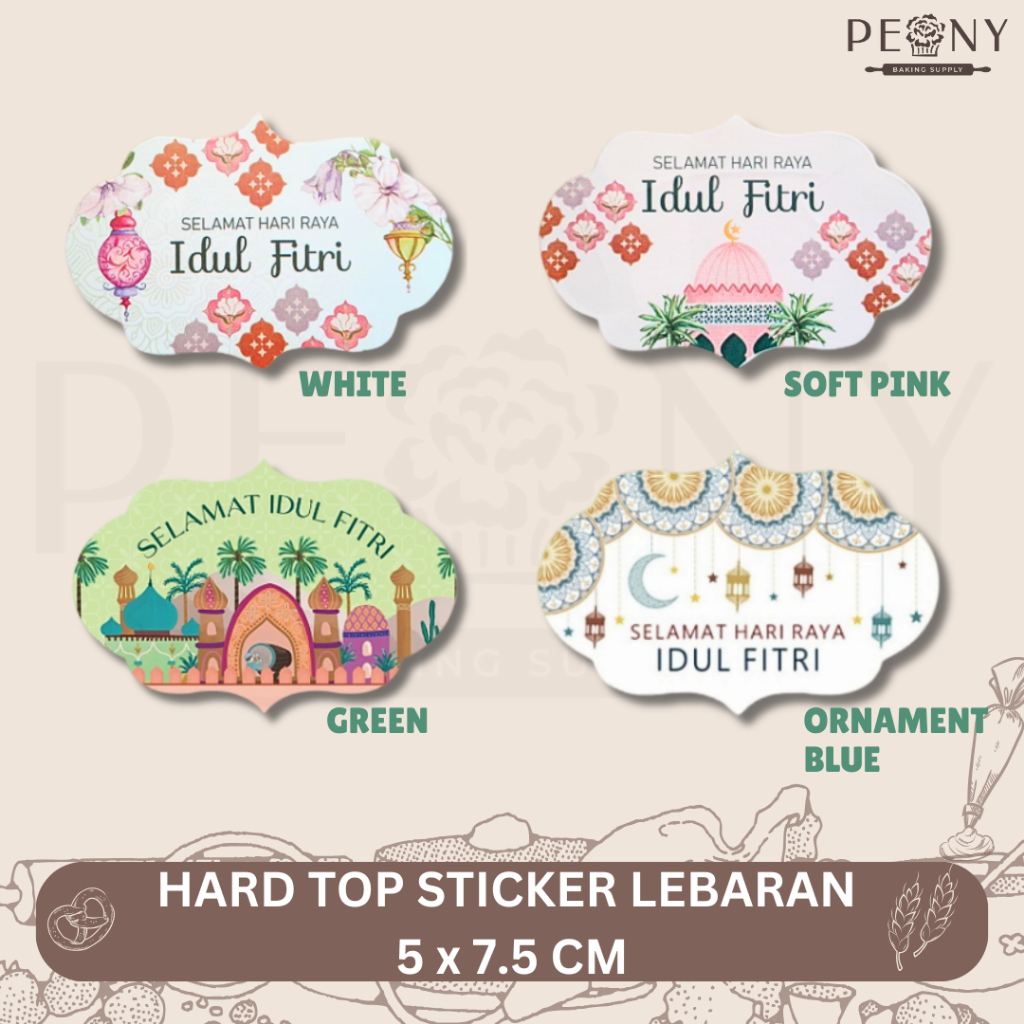 Jual (10 PCS) HARD TOP STICKER LEBARAN 5 x 7.5 CM / HAMPERS LEBARAN ...