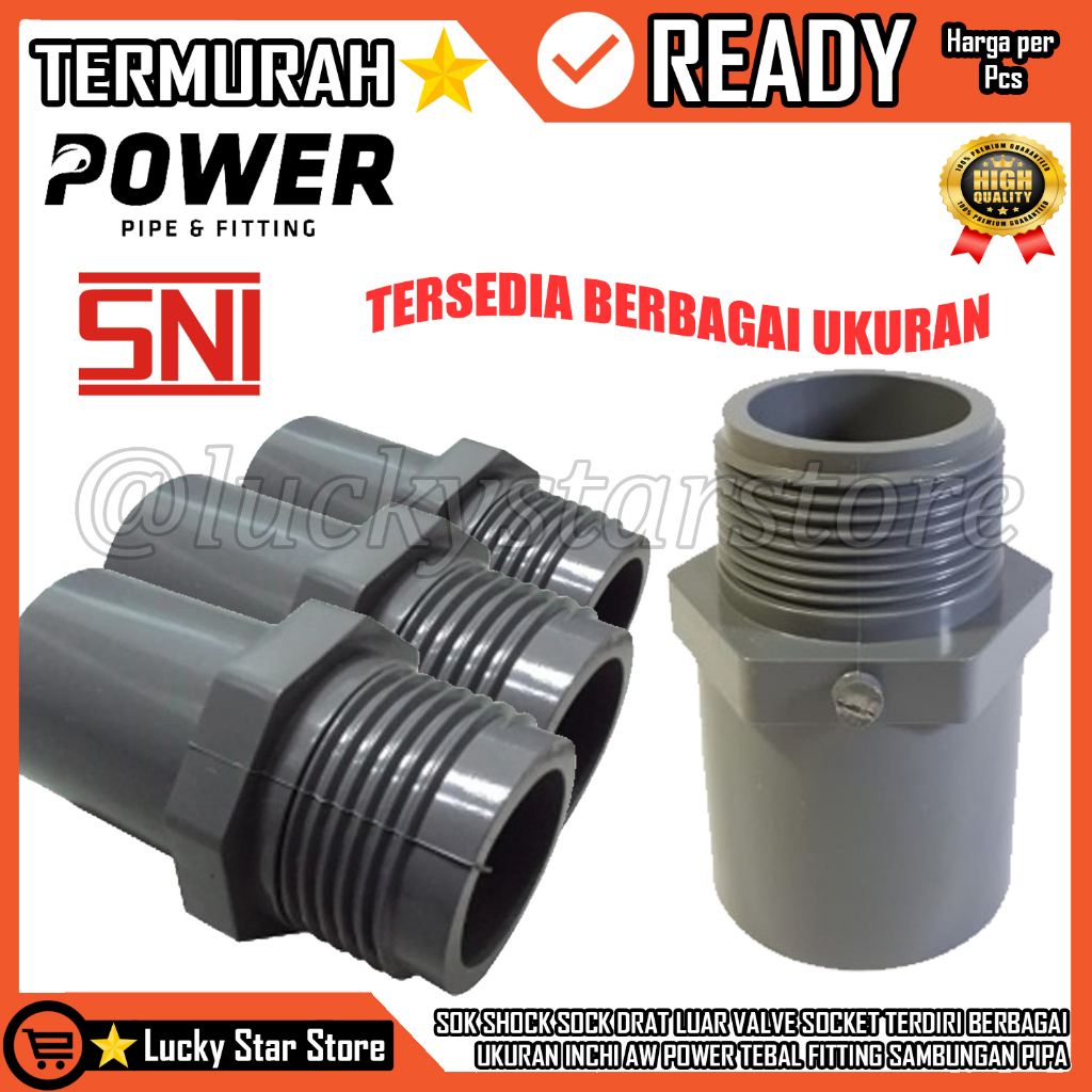 Jual Sock Drat Luar Valve Socket Pvc Shock Soket Derat Luarr Ulir ...