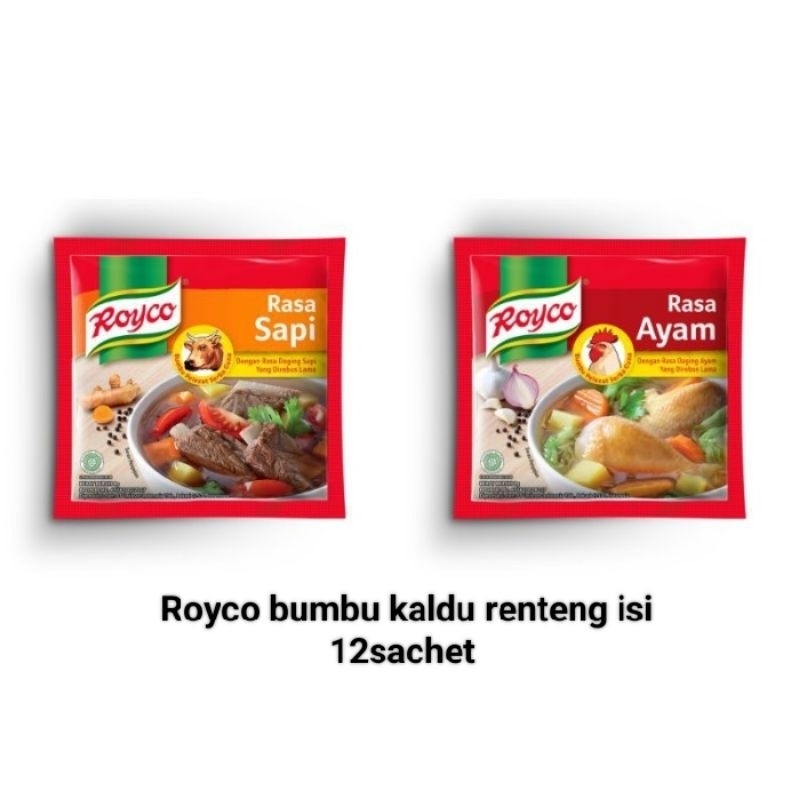 Jual Royco bumbu kaldu ayam/sapi renteng isi 12sachet | Shopee Indonesia