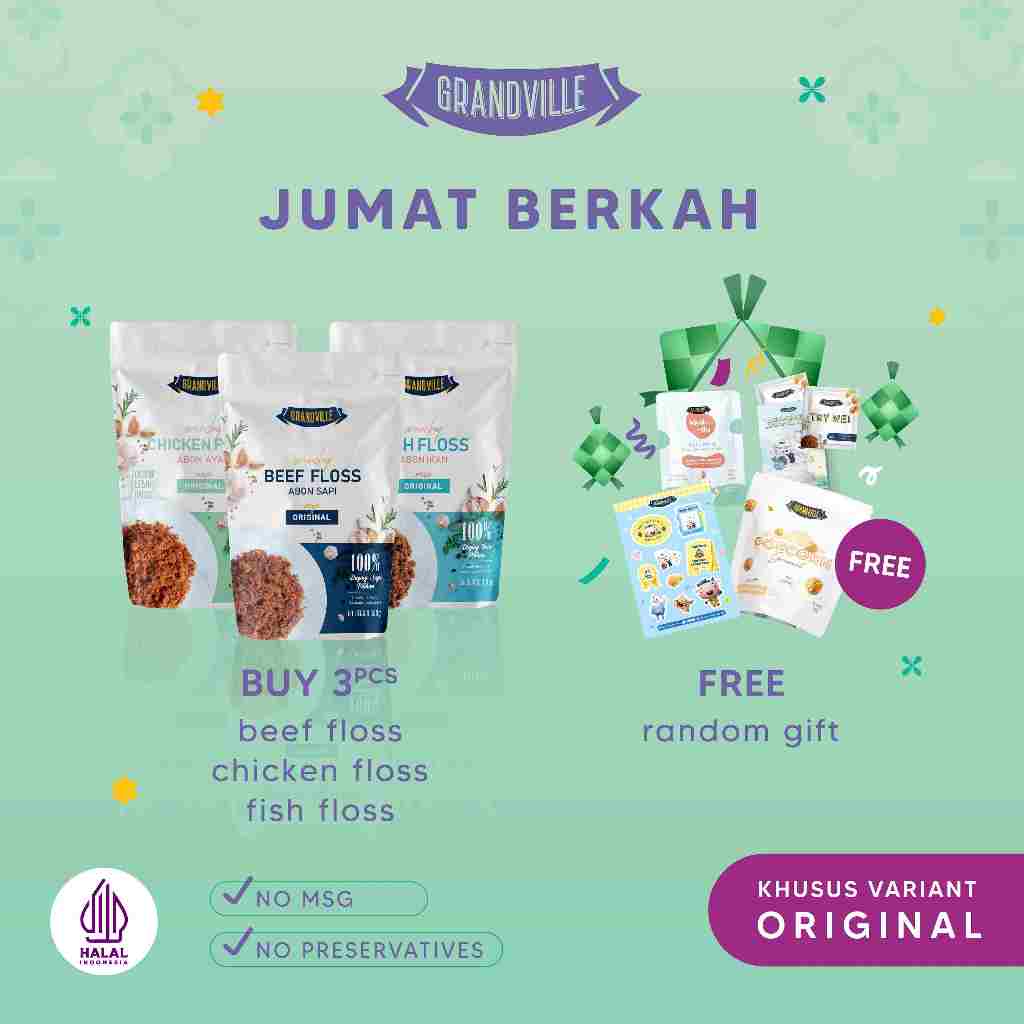 Jual [BUY 3 GET 1] Grandville Abon Sapi, Ayam & Ikan Crunchy Trio Mix ...