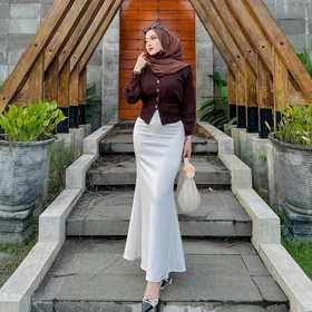 Satin Long Skirt Rok Satin Panjang S Sampai 3XL