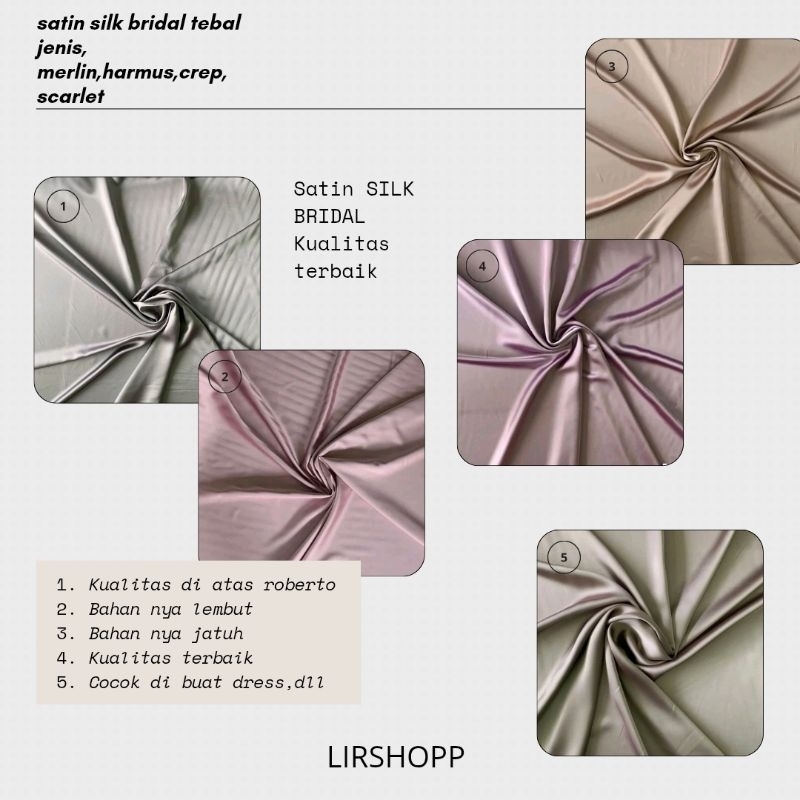 Jual satin silk bridal tebal jenis, merlin,harmus,crep, scarlet ...