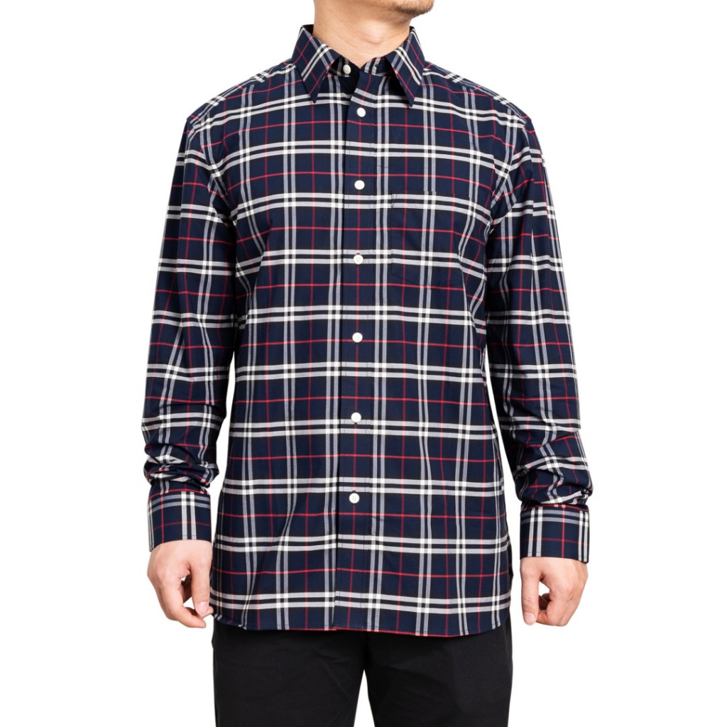 Jual George check long sleeve shirt navy ( men ) | Shopee Indonesia