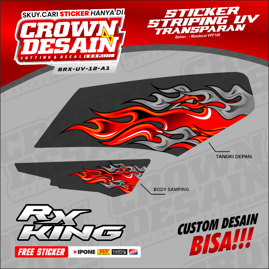 Jual Striping Stiker Yamaha RX King Desain Api Flame Stiker Striping ...