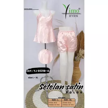 Yesy Fashion Sleapwear Pajamas Baju Tidur Sexy Satin Stelan Bunga Stel