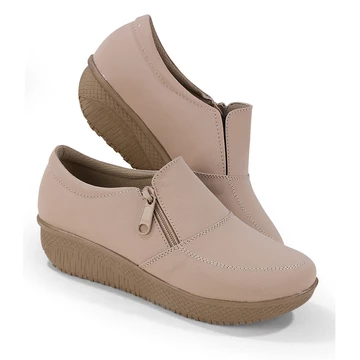 Sepatu Wanita Korean Style Dewasa Fashion Flat Shoes Empuk Tebal Resleting Sintetis Hitam