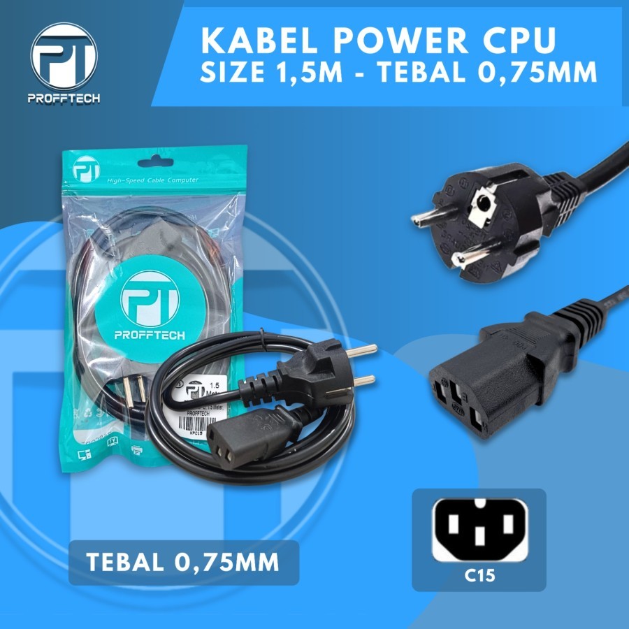 Jual Kabel Power CPU Profftech 1.5M / Kabel Power Komputer PC 1.5M ...