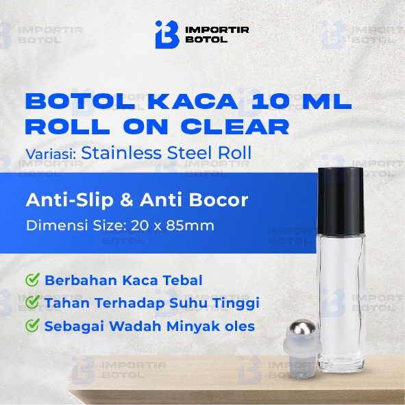 Jual IMPORTIR BOTOL Botol Kaca Roll On Clear 10ml | Shopee Indonesia