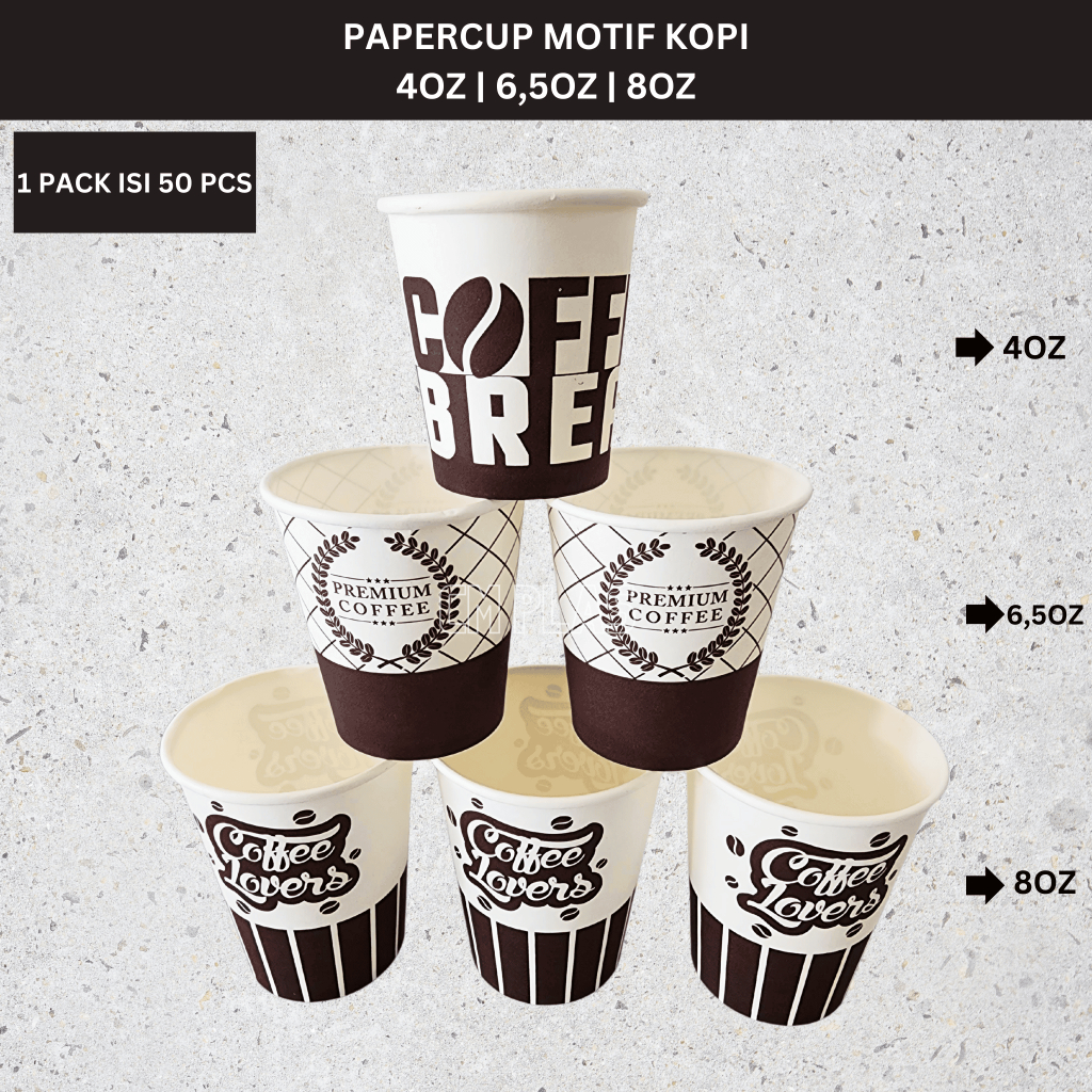 Jual Paper Cup Motif Kopi / Coffee Cup 4 OZ | 6,5 OZ | 8 OZ | Shopee ...