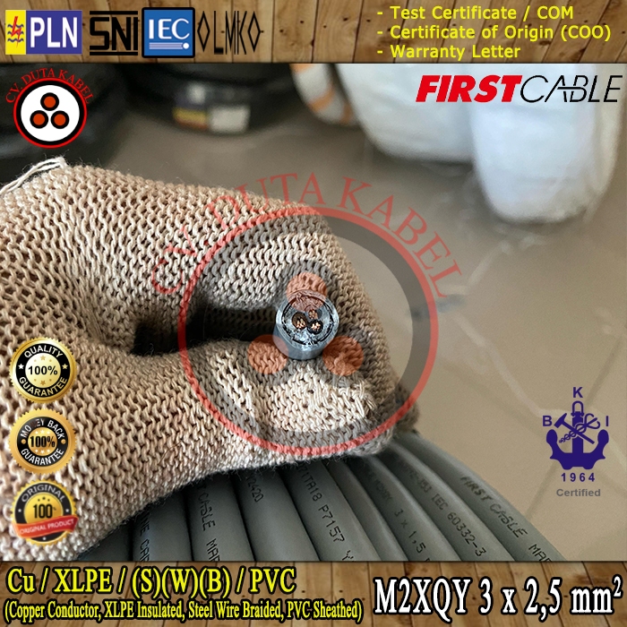 Jual Kabel M2XQY 3x1,5 mm2 FIRST CABLE (Cu/XLPE/SWB/PVC) Grey /MARINE ...