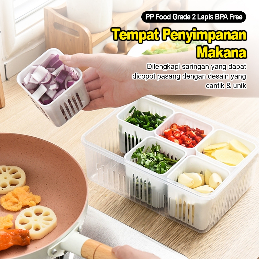 Jual Kotak Penyimpanan Bumbu / Wadah Bahan Makanan Bersekat / Food ...