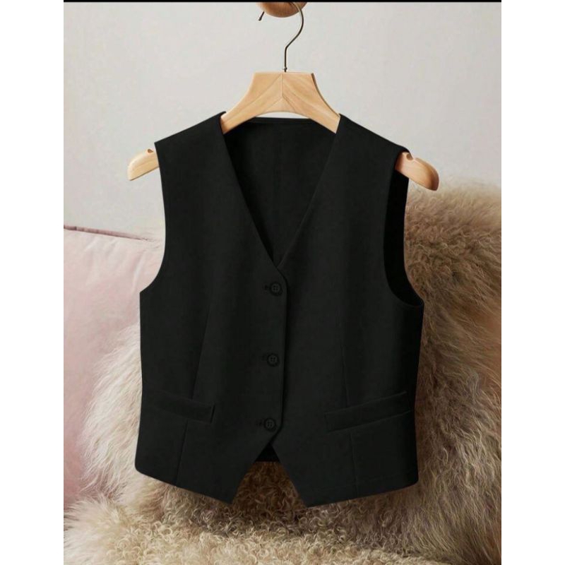 Jual Vest Atasan Basic Top Rompi V-neck Sleeveless Wanita Bahan Nyaman ...