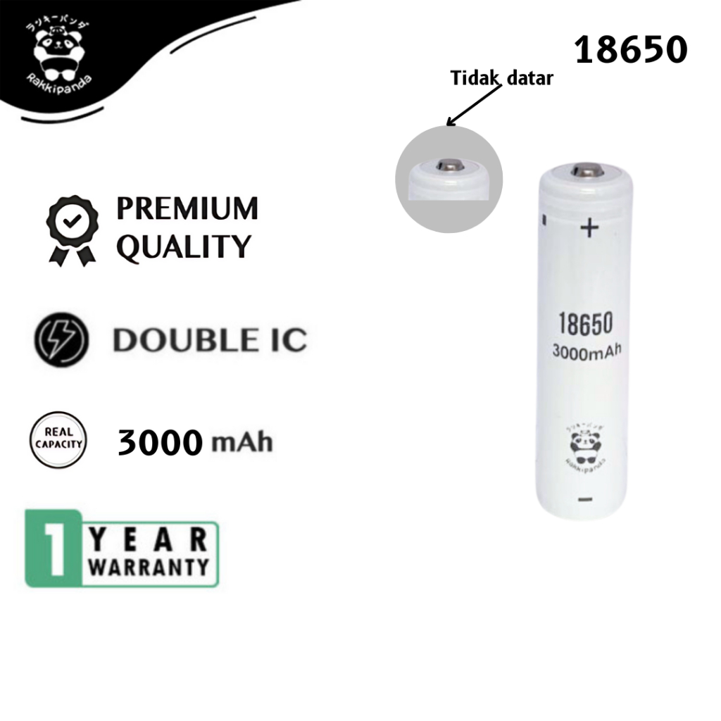 Jual Baterai Rakkipanda Isi Ulang 18650 Button Top 3000mAh | Shopee ...