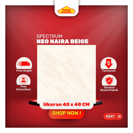 Keramik Lantai Spectrum 40x40 Naira Beige Motif Marble Beige