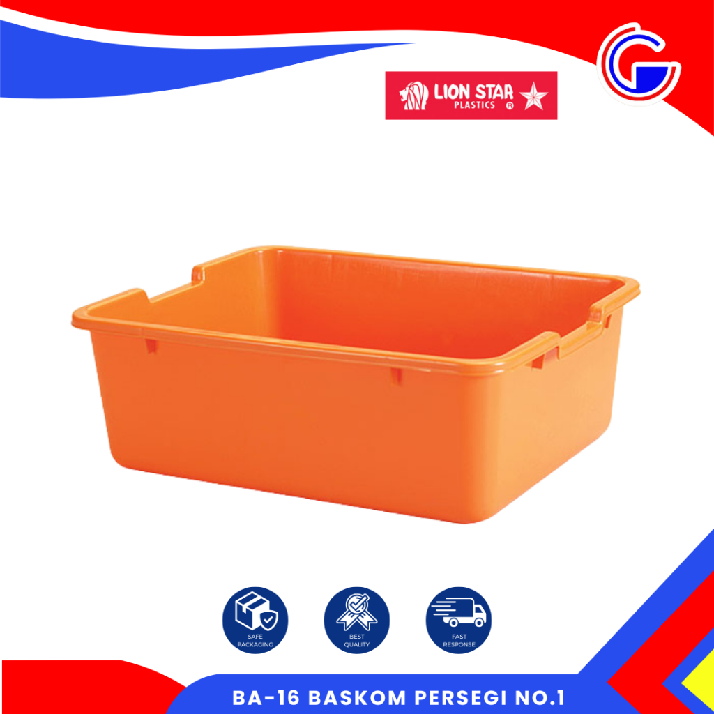 Baskom Plastik Segi Cuci Baju Deluxe (Ba-16) - Ember Square Basin Rendam Pakaian - Lion Star