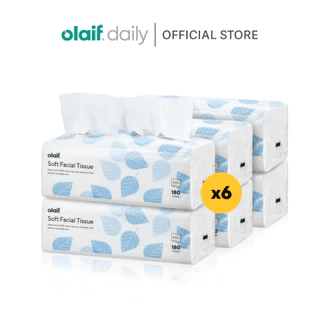 [Bundle] Olaif Daily Soft Facial Tissue - Tisu Wajah - 6 Packs x 180 Sheets - Tisu Wajah / Tisu Muka / Tissu