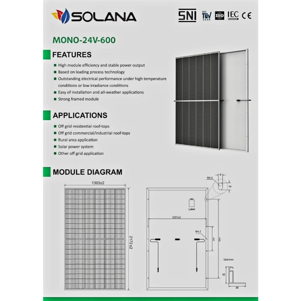 Jual Solar Panel Solana Monocrystaline Panel Surya 600 WP | Shopee ...
