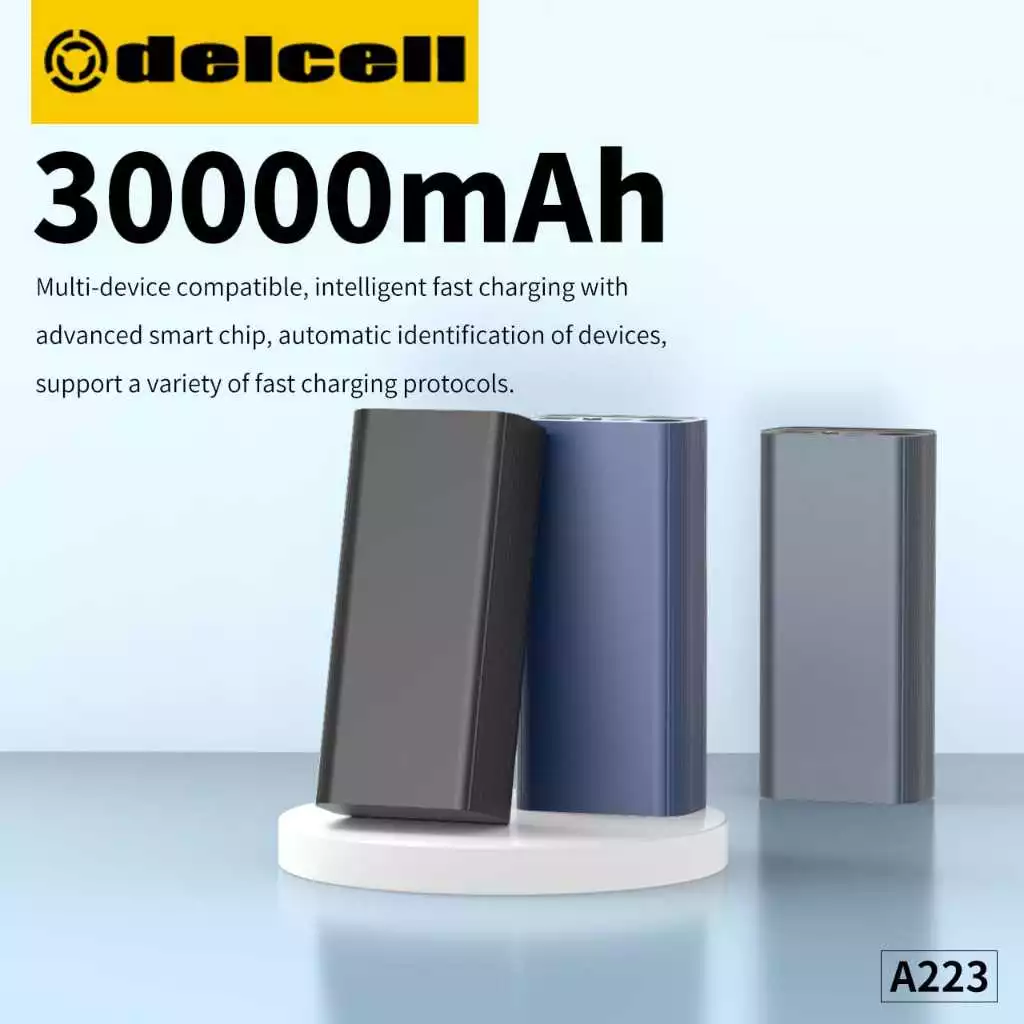 Delcell Tour Powerbank 30000mAh Fast Charging 22.5W LED Display PD +QC Fast Charging Original