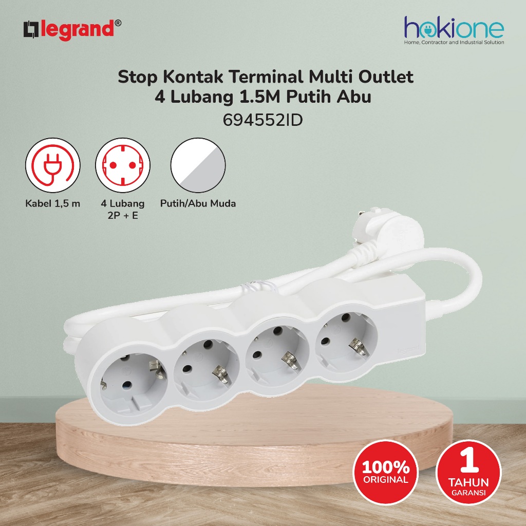 Jual Legrand Stop Kontak Terminal Multi Outlet 4 Lubang 1.5M Putih Abu ...