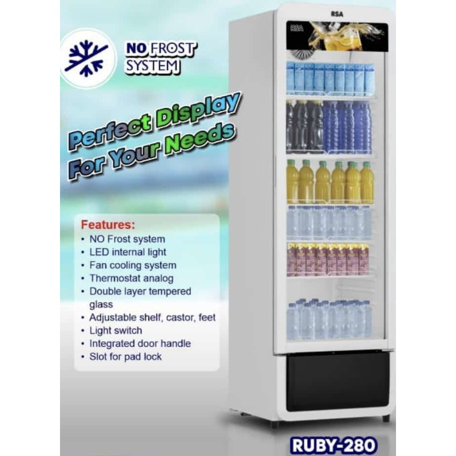 Jual Showcase Chiller 1 Pintu RSA RUBY-280 / RSA Display Cooler 5 Rak ...