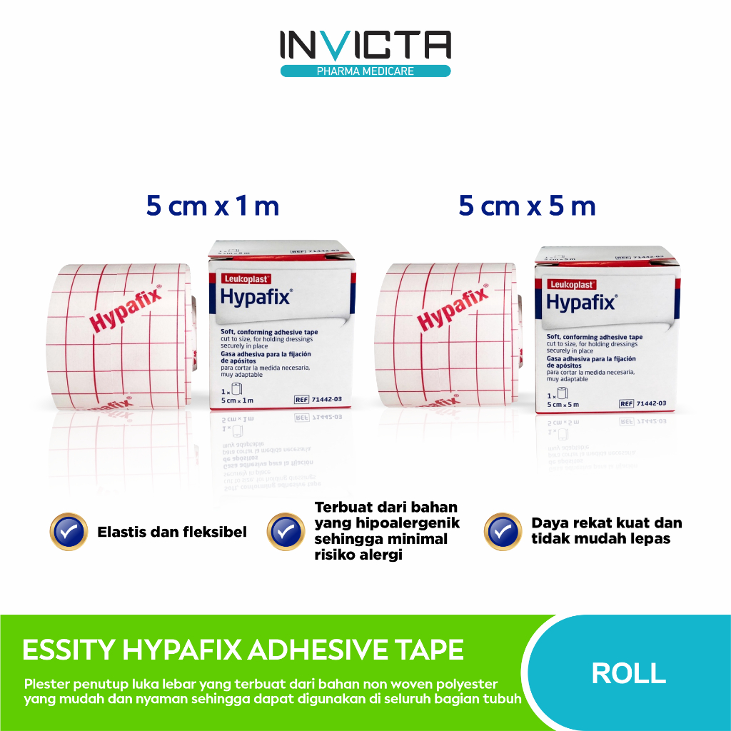 Jual Essity Hypafix Adhesive Tape (5 cm x 1 m & 5 cm x 5 m) Plester ...