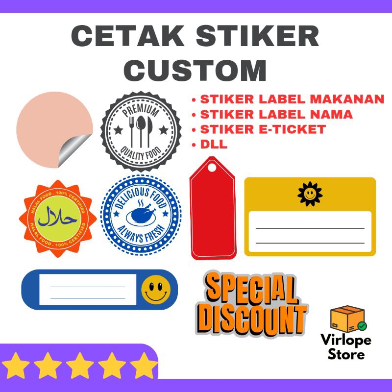 Jual CETAK STIKER CUSTOM FOTO, LABEL MAKANAN, LABEL NAMA, E-TIKET ...