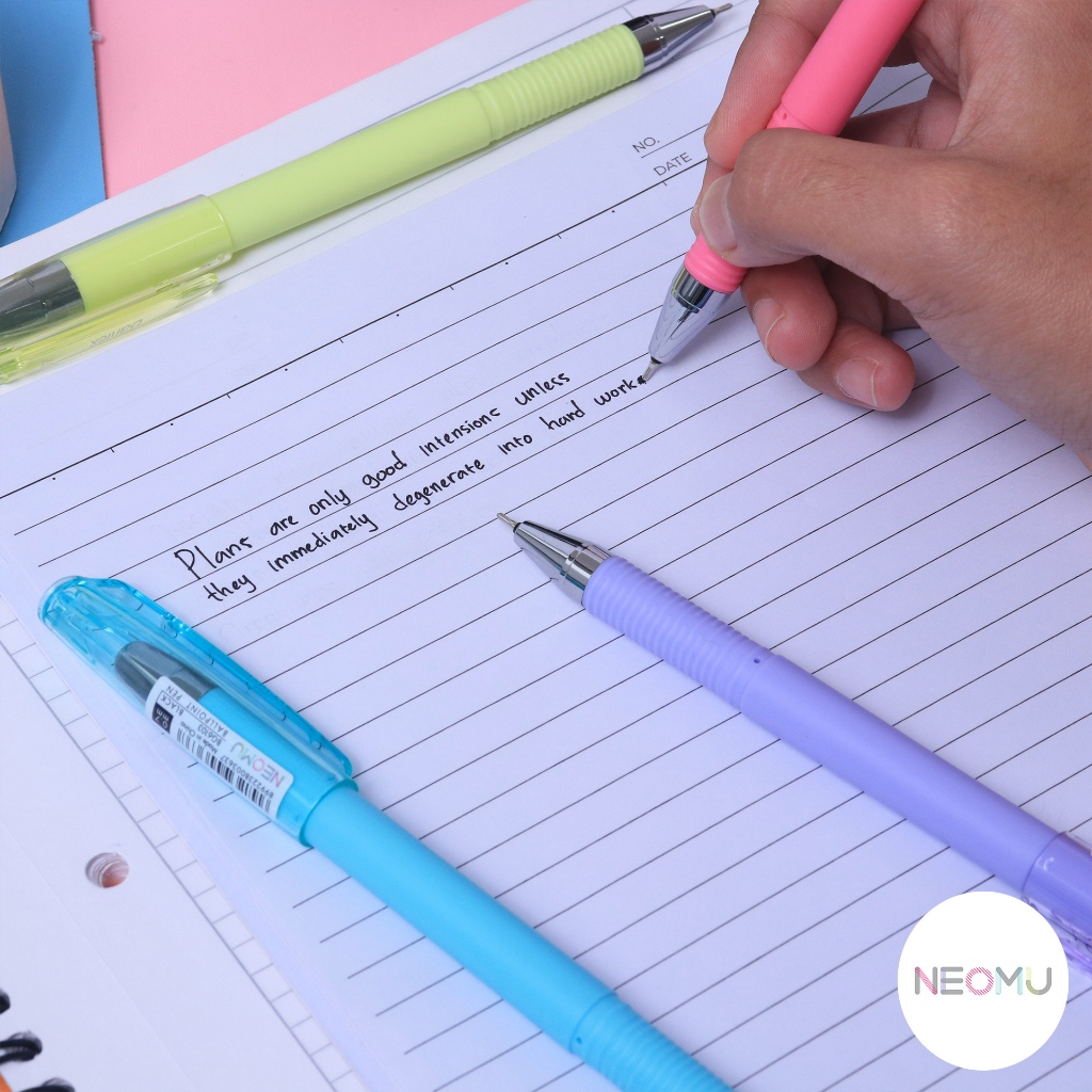 Bantex Ballpoint Pen / Pulpen Pena 0.7 mm Tinta Black Low Viscosity Matte Grip Warna Pastel BG6103 (3)