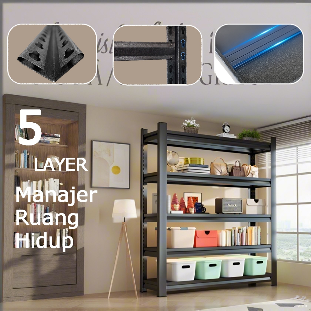 Jual Rak besi siku 3-6 Rak Penyimpanan Rak susun multifungsi Rak Susun ...