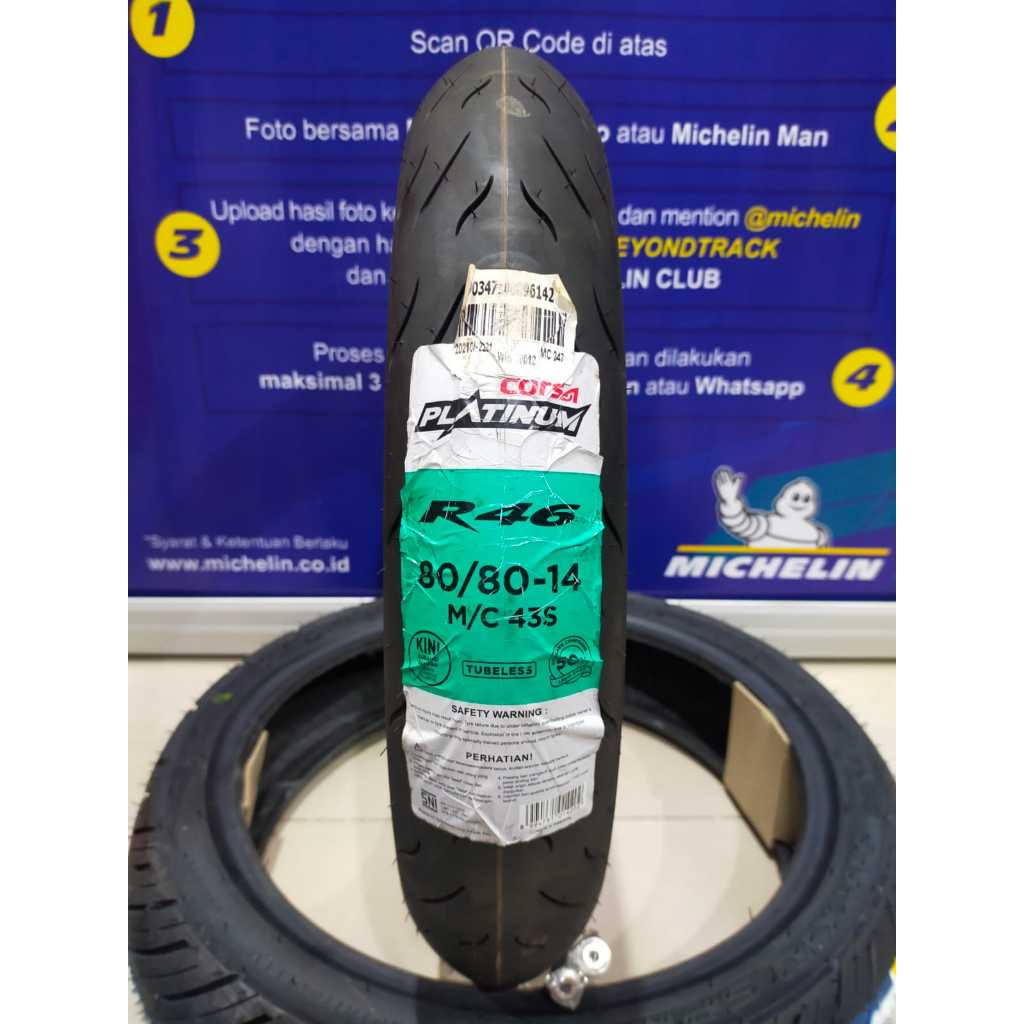 Jual BAN TUBELESS SOFT COMPOUND CORSA R46 RING 14 // 80/80 14 // UNTUK ...