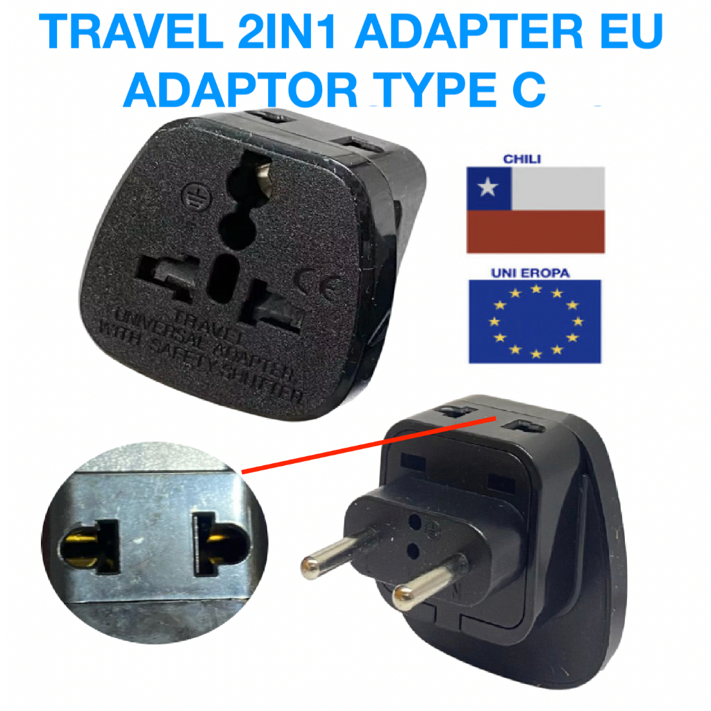 Jual Colokan Steker Travel 2 plug Adapter Konverter Ke Chili Uni eropa ...