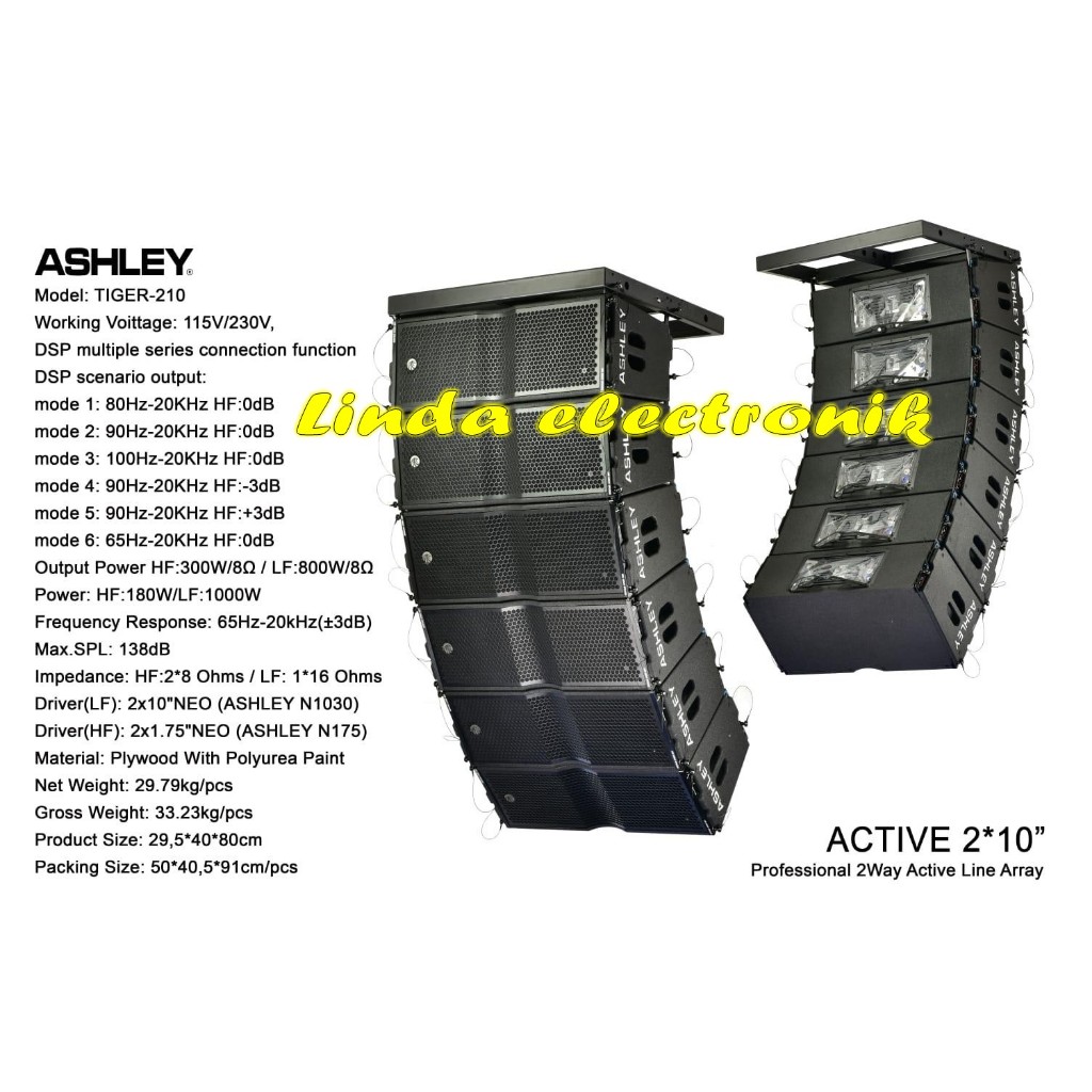 Jual speaker aktif line array tiger 210 2 x 10 10 inch 1 buah original ...
