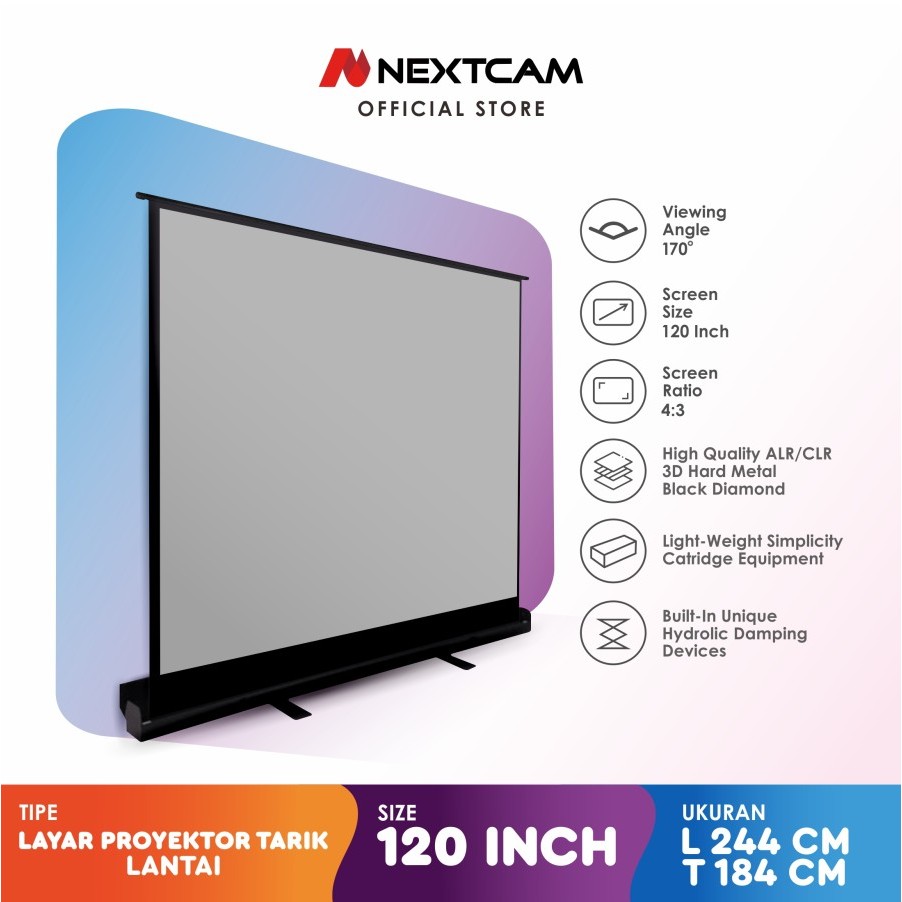 Jual Nextcam Floor Screen Projector Portable 120inchi / Layar Proyektor ...