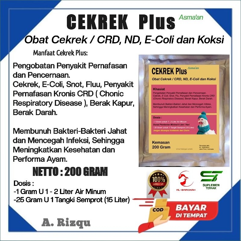 Jual CEKREK Plus Obat Ayam | Mengobati Cekrek, CRD, ND, E-Coli, Koksi ...