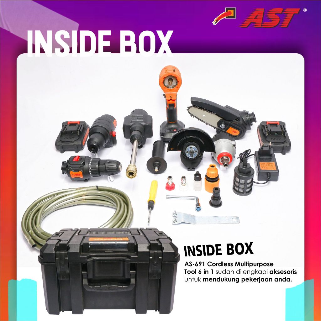 Jual AST MESIN CORDLESS MULTI PURPOSE TOOL 6 IN 1 Bor, Gerinda, Jet ...