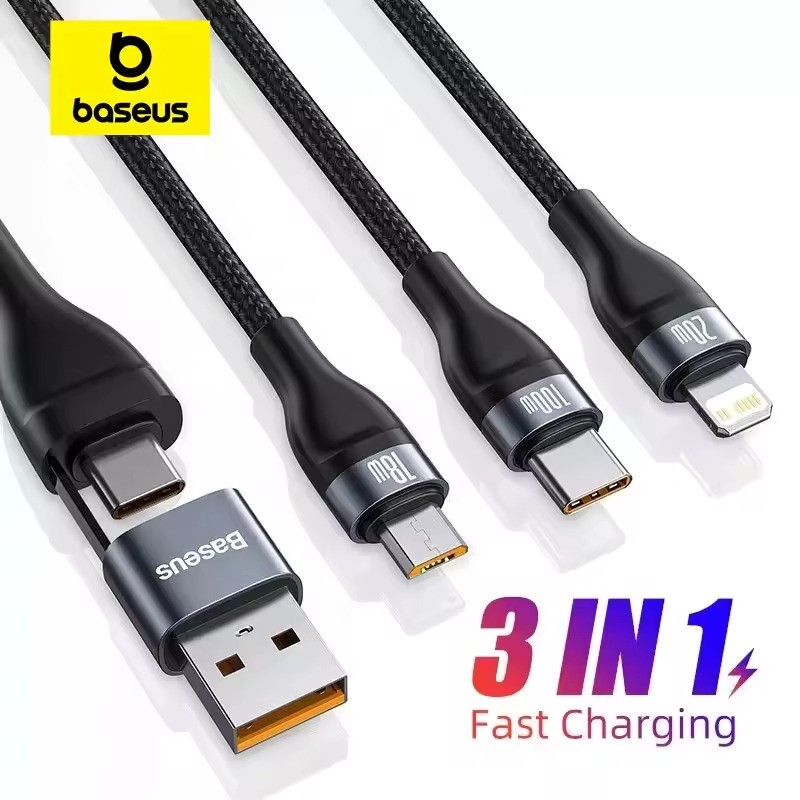 Jual Baseus 3 in 2 USB Type C Cable for iPhone 15 14 13 12 ProMax 11 ...